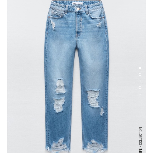 Zara 71975 RIPPED MOM FIT JEANS brand new - Picture 1 of 7